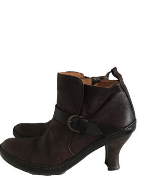 LOTTUSSE Brown Leather Heel Ankle Buckle Boots UK Size 7 1/2 US 10 CLASSIC